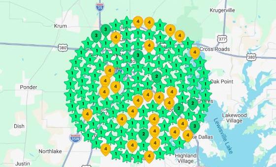 Local Dominator Google Maps rank grid for siding installation Denton, after, October 9, 2026