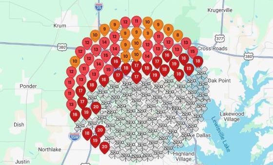 Local Dominator Google Maps rank grid for siding installation Denton, before, June 29, 2026