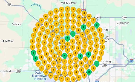 Local Dominator Google Maps rank grid for siding installation wichita, before, September 6, 2024